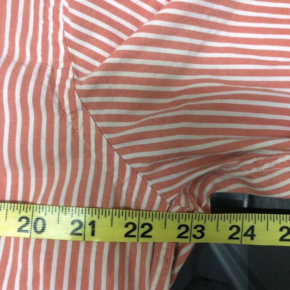 J. Crew Coral and White Striped Cotton Shirt
